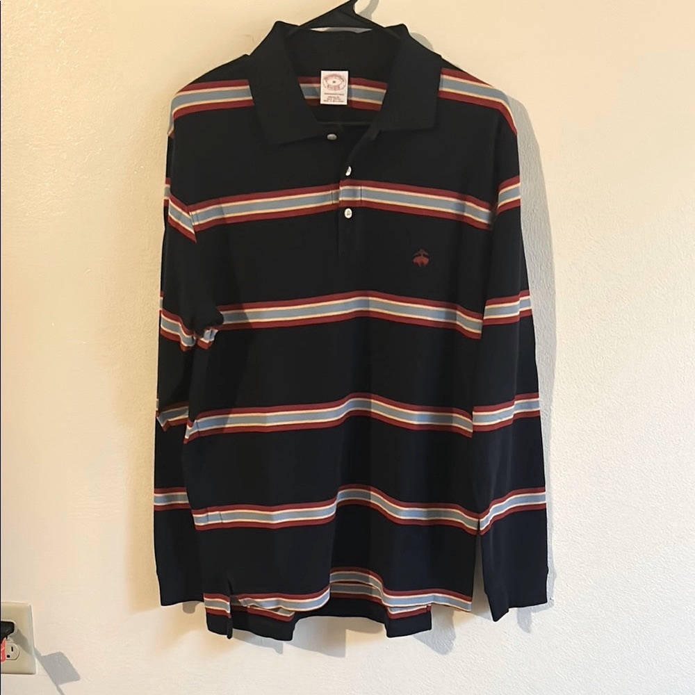 Brooks Brothers Men Blue/Red  Orig.Fit Polo Shirt Classic Performance Polo.